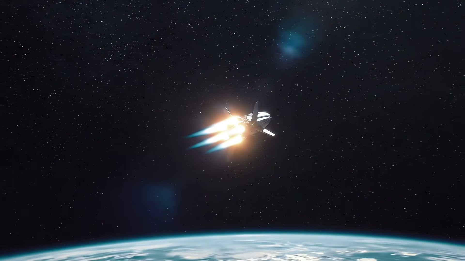 The Auster — a ship burning towards deep space